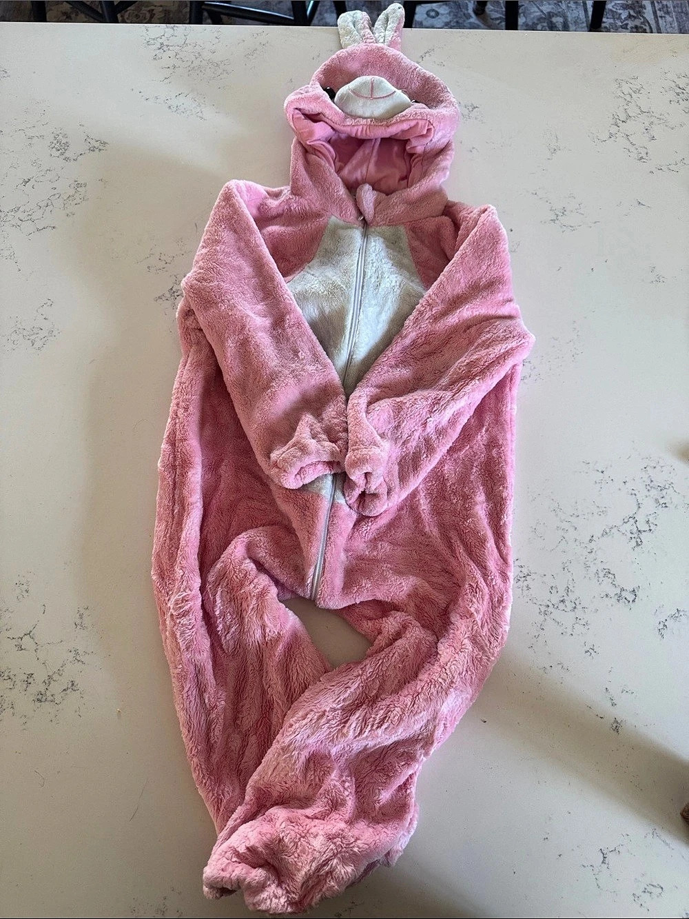 Pink & White Bunny Hooded Footie